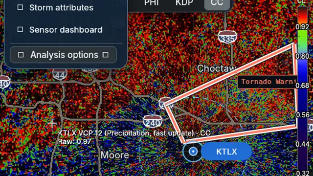 Correlation coefficient view of the Moore tornado from the KTLX radar