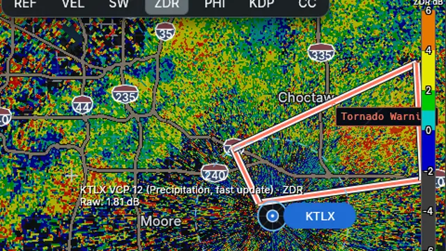 Differential reflectivity view of the Moore tornado from the KTLX radar