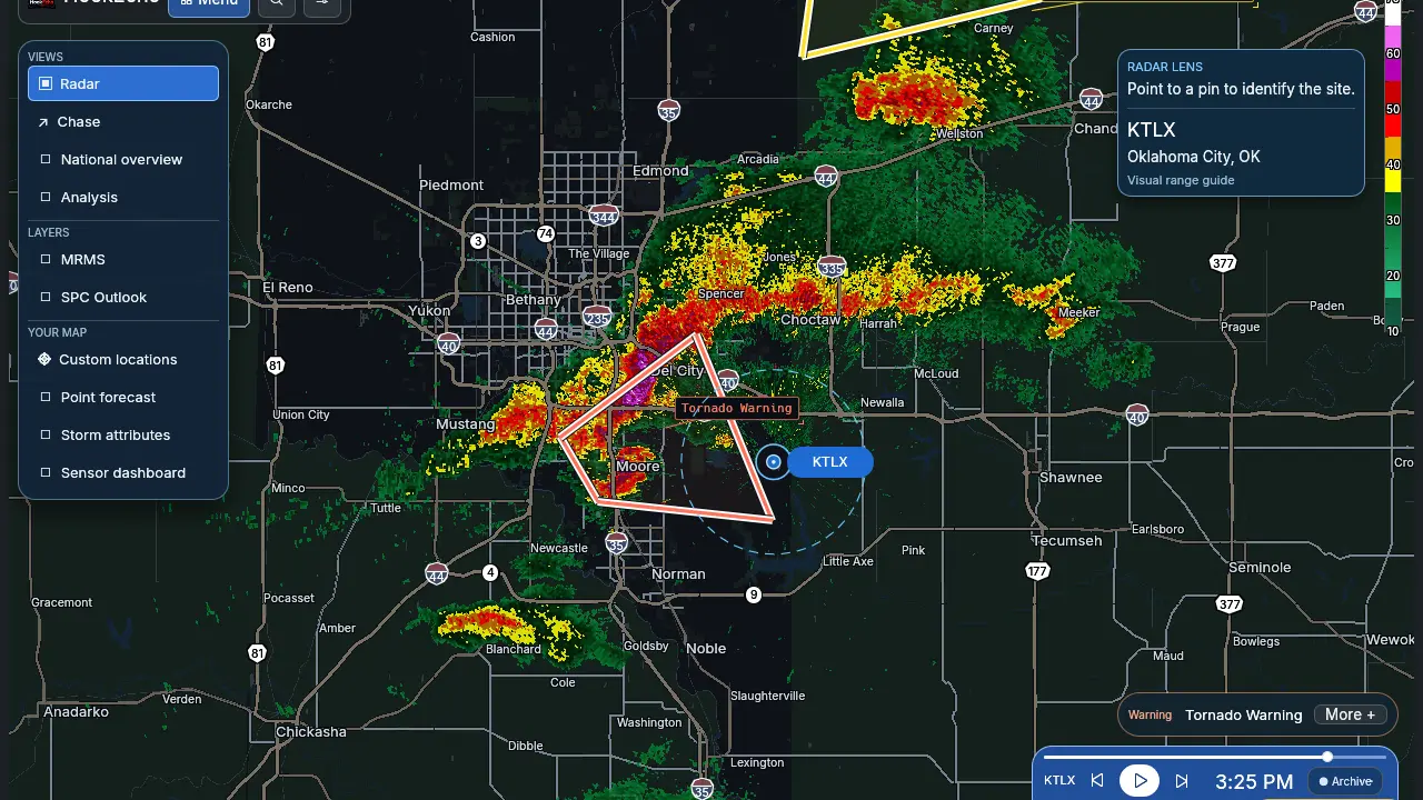 Archived Moore storm advancing through HookEcho radar scans